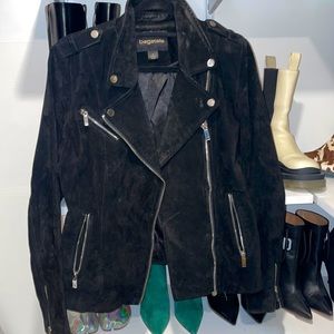 Bagatelle Black Suede Biker Moto Jacket Size 12
